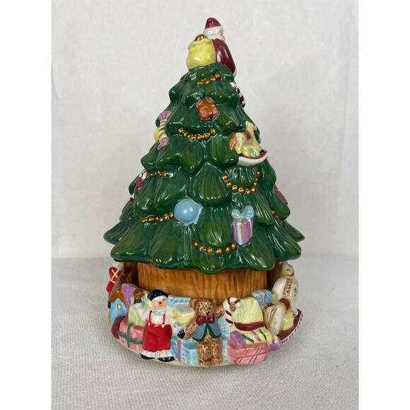 Spode Hand Painted Christmas Tree Spinning Bottom Music Box - Picture 2 of 6